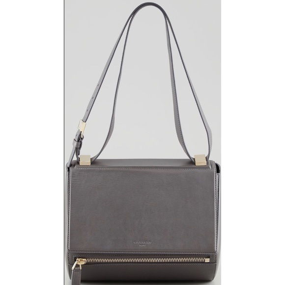 Givenchy Pandora "Palma" Textured Leather Crossbody Bag - Grey - Picture 1 of 9
